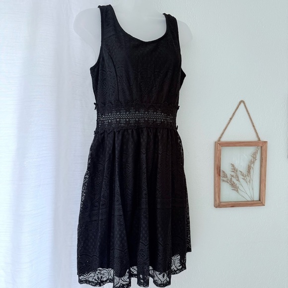 Xhilaration Black Sleeveless Lace Dress Girls Size L - Picture 2 of 9